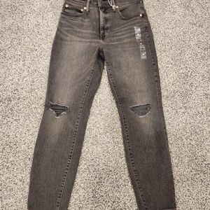 Grey Lucky Brand Bridgette High-Rise Skinny Distressed Jeans